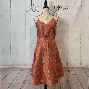 100% Silk Floral Print Dress Medium